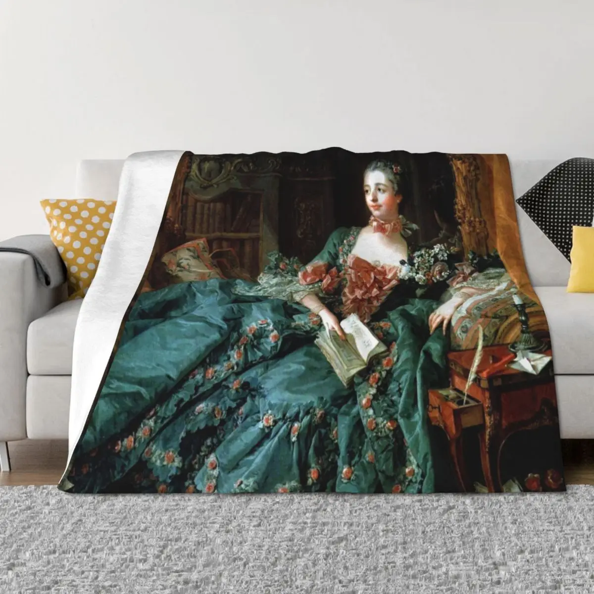 

Madame de Pompadour, by Boucher, Francois Throw Blanket Luxury Designer Nap Hairy Blankets