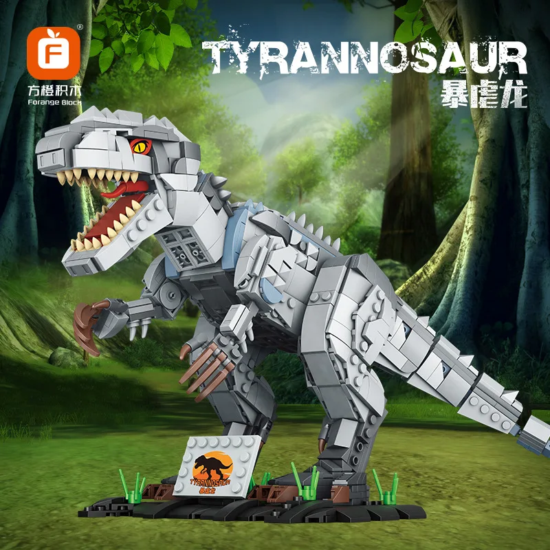 

New Dinosaur Building Blocks Gift for Boys, T-Rex Model Kit with Indominus Rex, Creative Assemble Toy for Display & Play