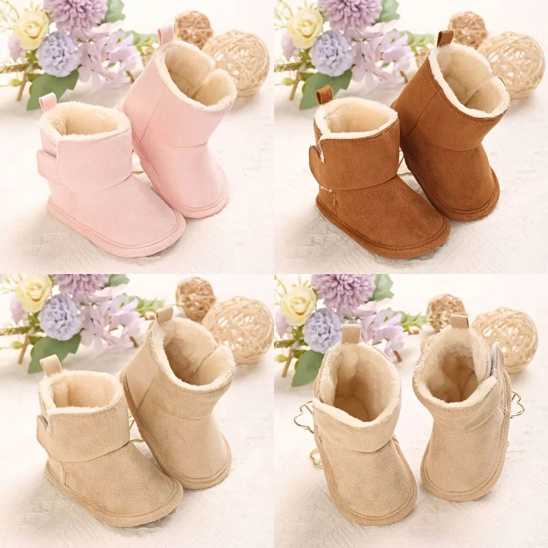 New fur integrated soft soled cotton boots for winter children warm and cold resistant cotton shoes for babies baby walking shoe