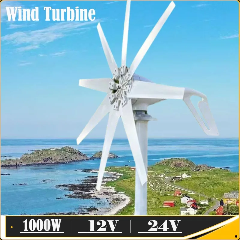 1000W Wind Power Turbines Generator 12V 24V Windmill Generator For Boat With MPPT Controller Low Noise Low Wind Speed Start