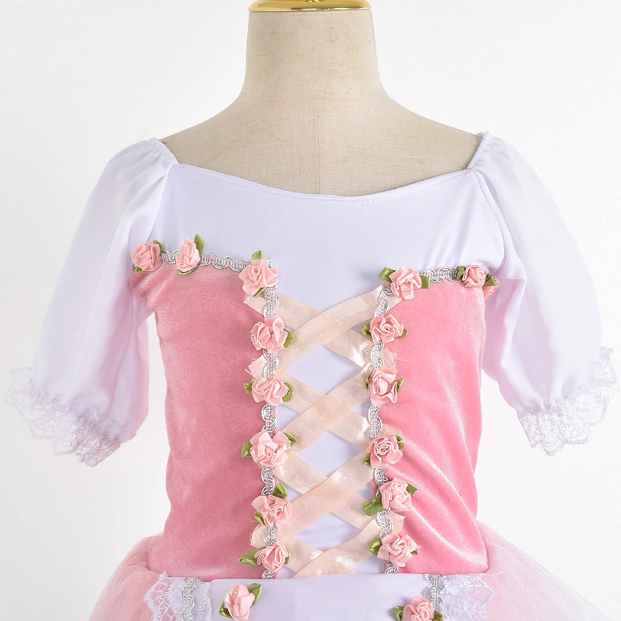 جديد رومانسي توتو جيزيل أزياء الباليه الفتيات الطفل Velet فستان طويل تول تزلج راقصة الباليه فستان نفخة الأكمام فستان جوقة