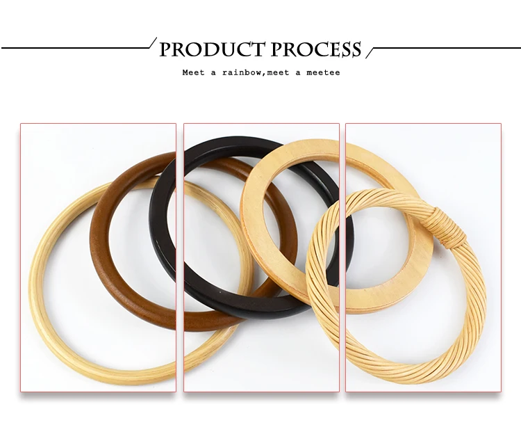 1/2Pc Round D-shaped Wooden Bag Handle Metal Ring Handbag Handles Replacement DIY Purse Luggage Handcrafted Accessories for Bags