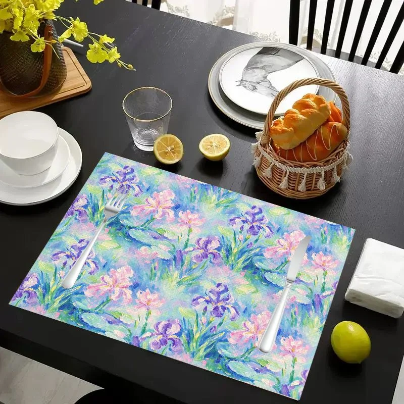 VIKAMA Grey Plaid & Tartan Linen Placemats Set of 6, Non-Slip Washable Heat Resistant Kitchen Table Mats