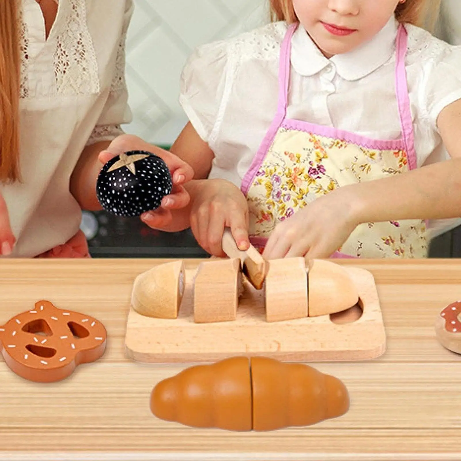 Wooden Toy Kitchen Food Cutting Toys Wooden Food Cutting Toy Set for Kids
