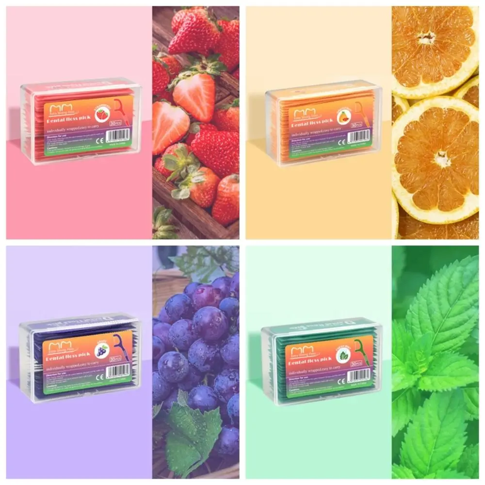 30Pcs Colorful Teeth Cleaner Fruity Disposable Fruit-flavored Floss Portable Individually Wrapped Toothpick Men