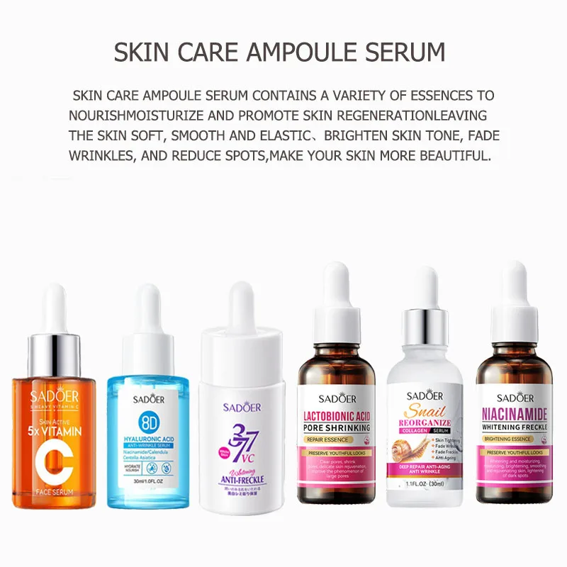 New 377VC Niacinamide Hyaluronic Acid Moisturizing Face Serum Essence 5x Vitamin C Hydrating Shrink Pores Nourishing Skin Care