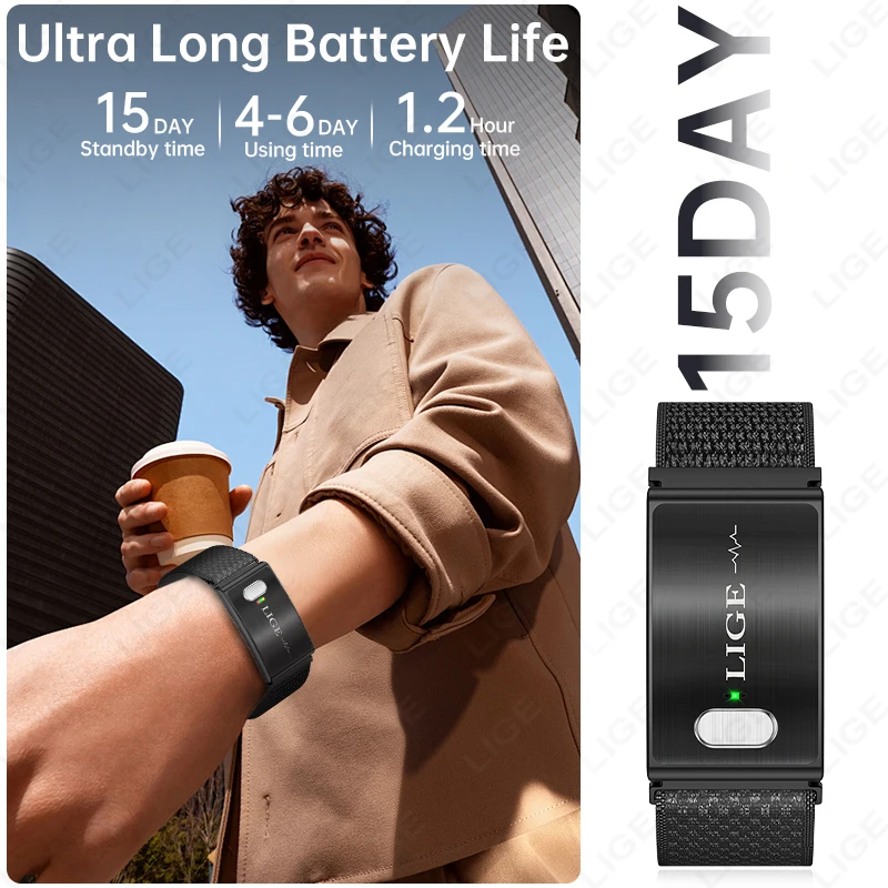 LIGE 2026 ECG+PPG HRV Nursing Grade Smart Bracelet Body Fat BMI Blood Pressure Body Temperature Men Women Health Sports Watches