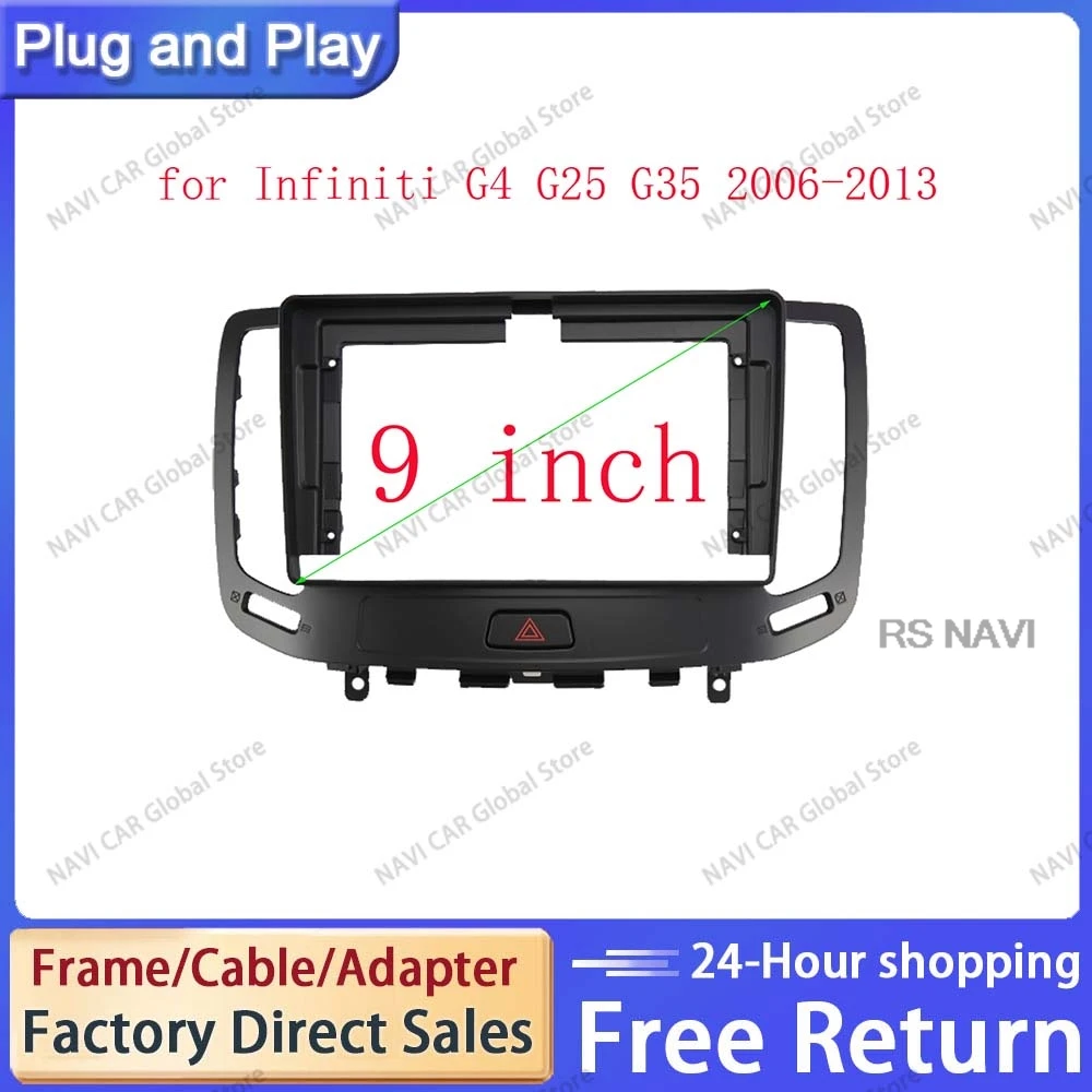 NAVI 9 inch 2din Dashboard frame CD DVD Car radio stereo trim kit audio Panel Mounting for Infiniti G4 G25 G35 2006 - 2013