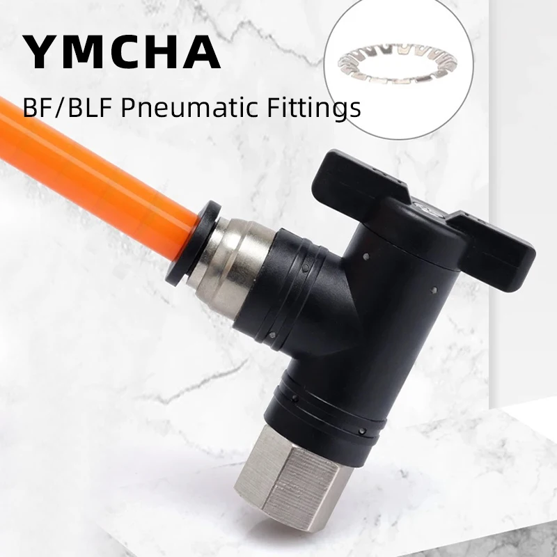 Pneumatic Push-to-Connect On/Off Valve BF/BLF Series Brass Internal Thread Straight & L-Type Elbow Quick Connector