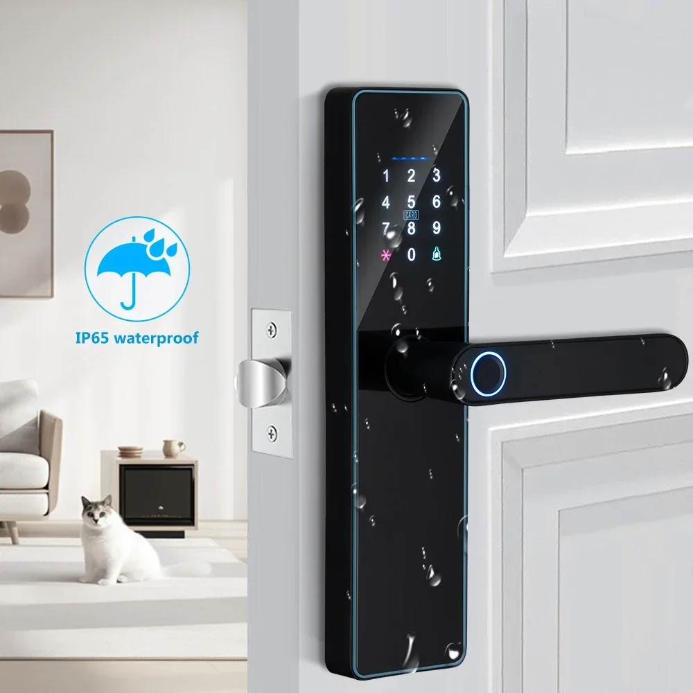 TTlock App Control Door Lock Aluminium Alloy IP65 Waterproof Fingerprint Lock Electronic Keyless Entry Smart Lock for Front Door