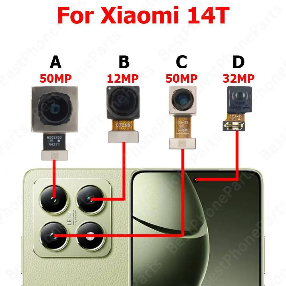 

Камера для Xiaomi 14T Mi 14T, задняя часть спереди, передняя часть, задняя камера для селфи, модуль, запасные части для мобильного телефона