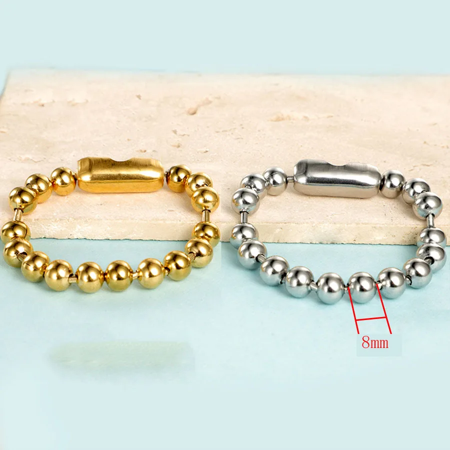 3/6/8mm Stainless Steel Ball Bead Bracelet For Men Women Gold/Silver Color Metal Bead Chain Pulsera Female