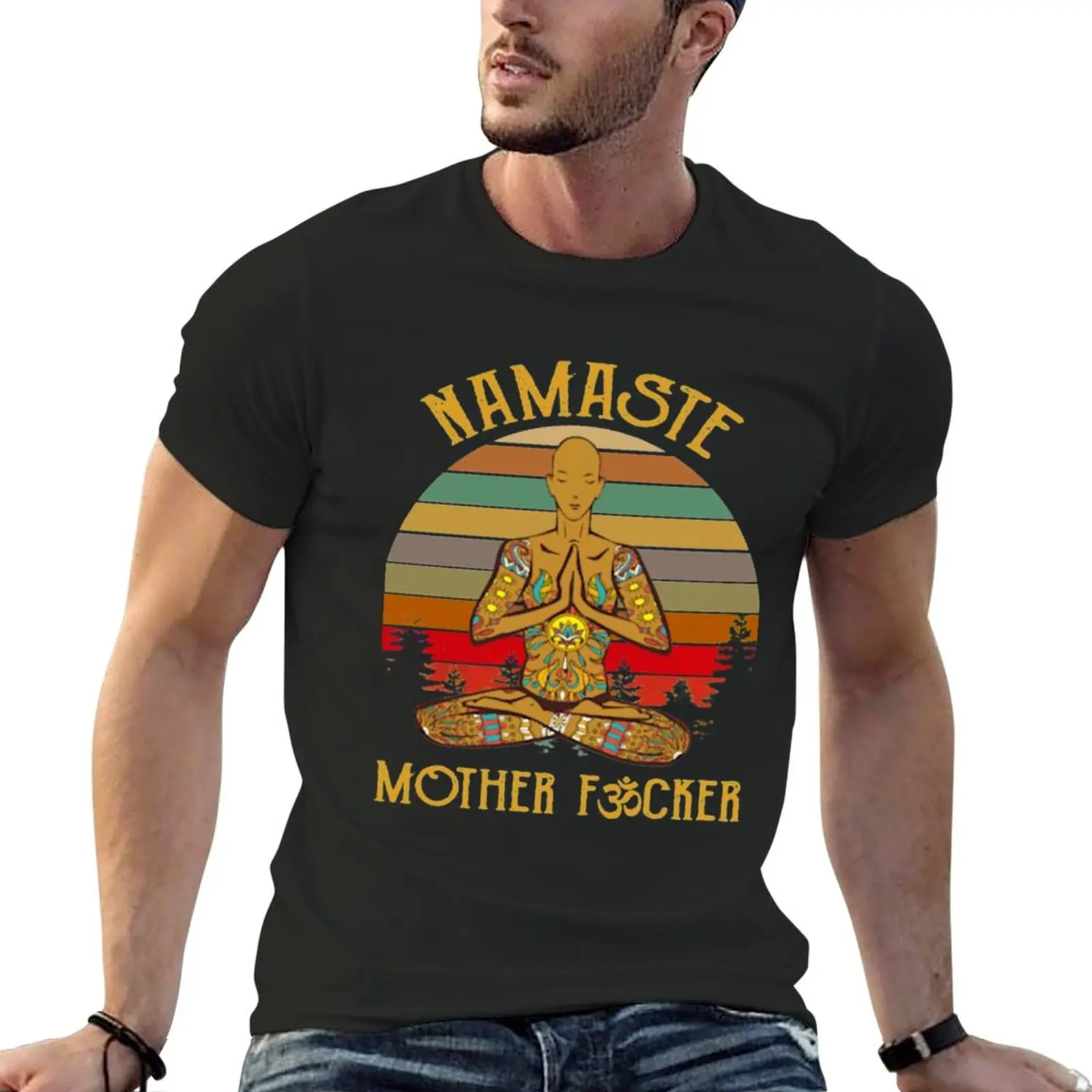 New Namaste Motherfcker Yoga Vintage Funny T-Shirt Vintage Boy Hippie Yoga Namaste Mother Fcker Vintage T-Shirt