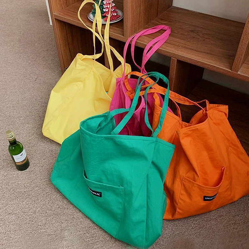 Korean style Canvas Tote Bags For Women Large Capacity Handbag Casual Shoulder Bag Shopping Bag Gilr Purse