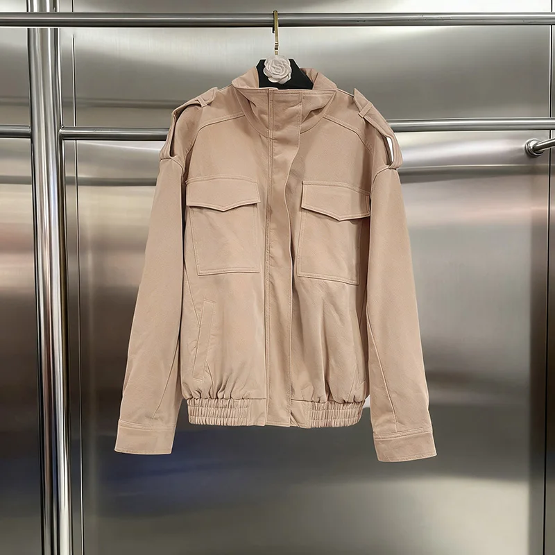 

KBQ винтажная куртка-карго в американском стиле для женщин, воротник-стойка, длинный рукав, лоскутная молния, повседневное модное пальто, женское осеннее пальто