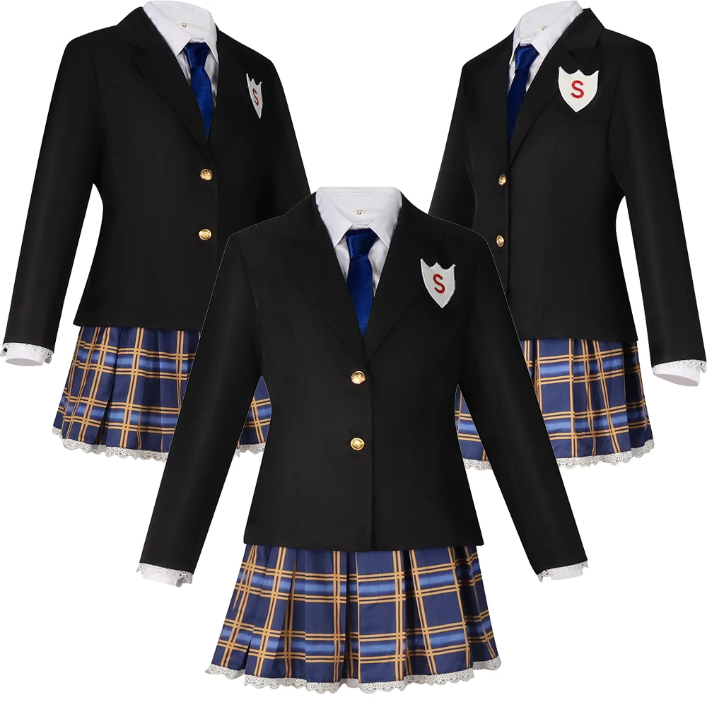 

Stocking JK Uniform Cartoon Cosplay Costume Adult Women Fantasia Coat Skirt Earrings Outfits Halloween Carnival Party Suit
