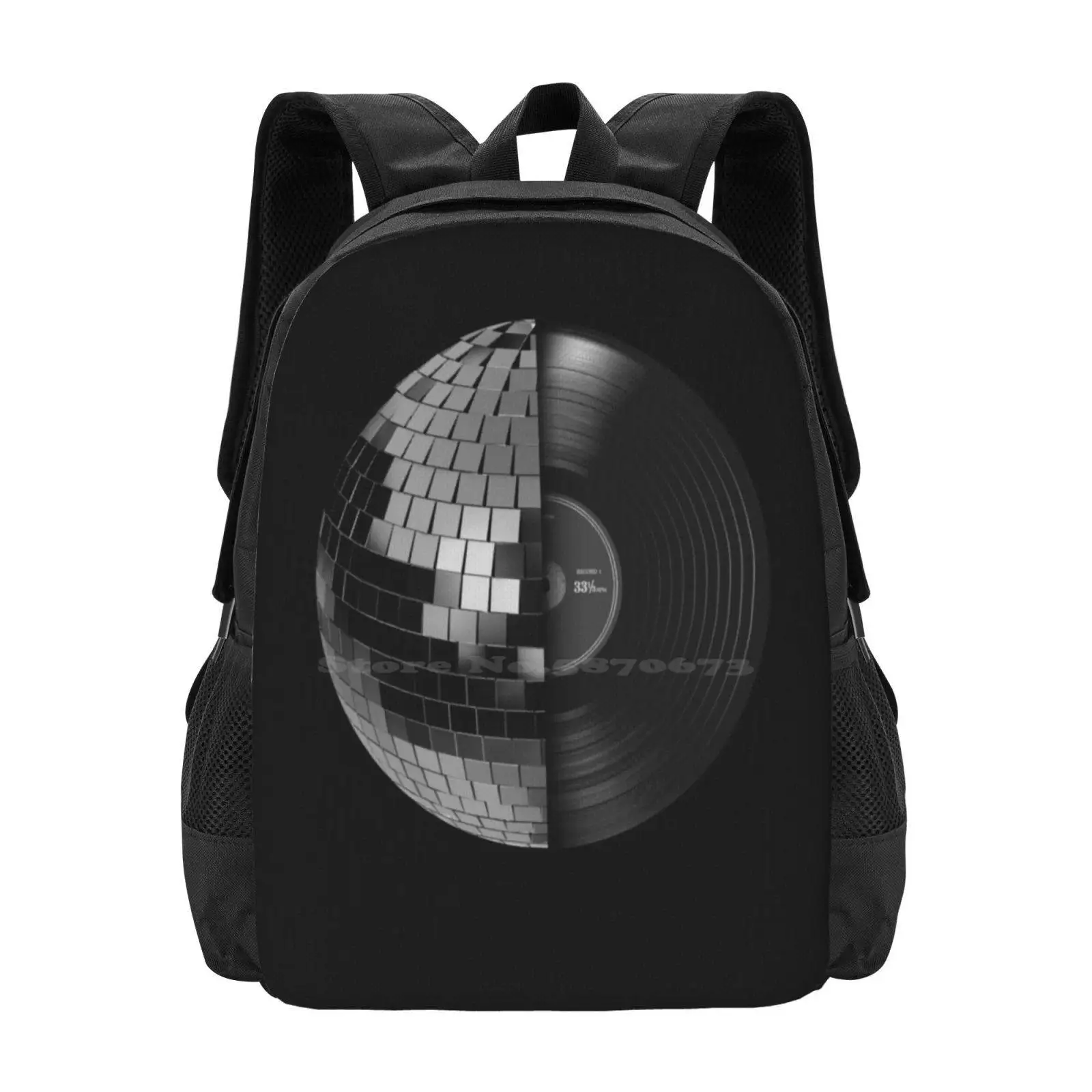 Mochila de Disco con esfera de espejo, bolsos de moda, música Retro, Disco de vinilo Vintage, Dj, gran oferta