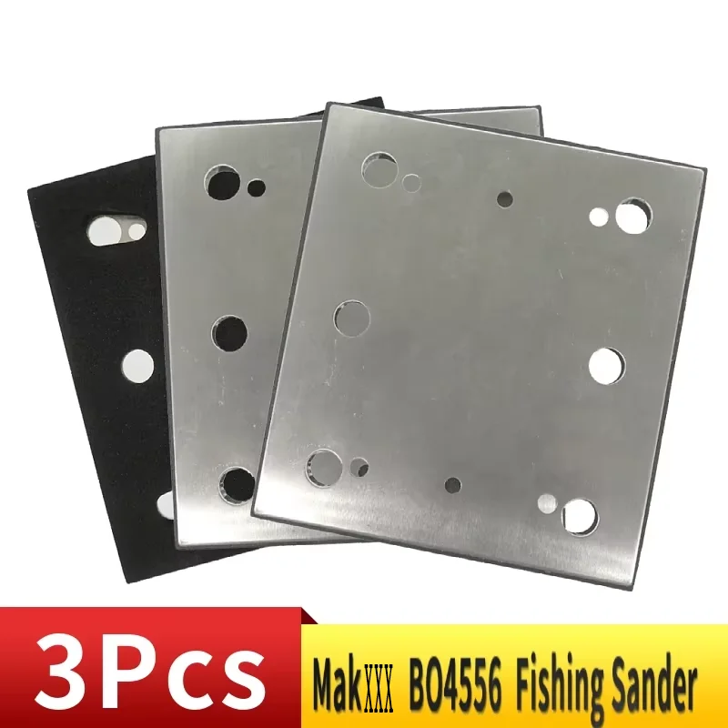 Paquete de 3 lijadoras de acabado de hojas de repuesto de 100x110mm, placa de respaldo de almohadilla de lijado PSA para Makita, 1/4 158324 -9 BO4556,BO4556
