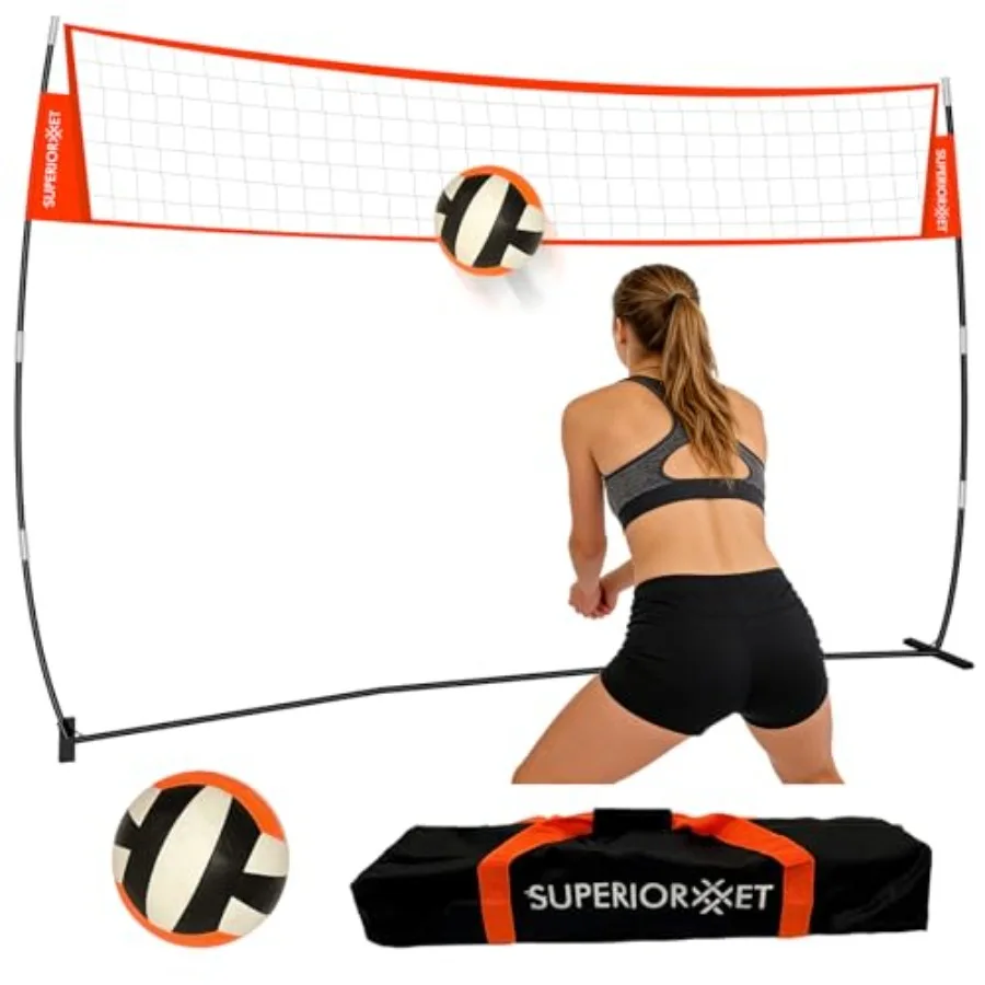 

Volleyball Net 12ft - Hght Adjustable and Sturdy Freestanding Design Perfect for Practice Serving Drills - Portable with Carry