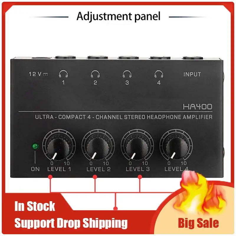 Top Angebote Schwarz HA400 Kopfhörer Verstärker 4-Wege Monitor Kopfhörer Verstärker Kopfhörer Monitor Verstärker Mit UNS Stecker AC100-240V
