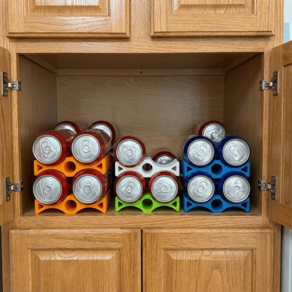 Practical 3D Printed Can Stacker Organizer Plastic Space Saving Beverage Can Holder Stable Stack Storage Rack Fridge