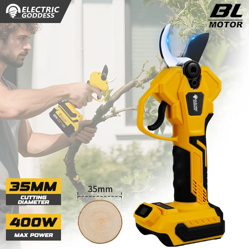 50mm Brushless Electric Pruning Shears Garden Tool Pruner Cordless Garden Branch Pruning Tool For Dewalt 20V Battery Pin