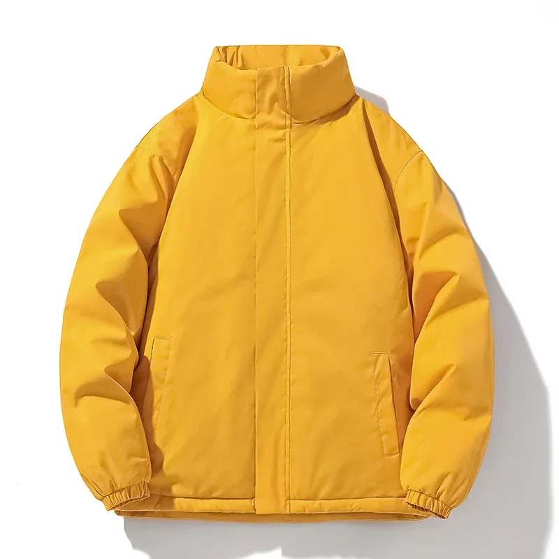 冬パーカー男性無地厚いスタンドカラーファッション若々しい活力暖かいジャケット男性ルーズストリート生き抜くコート男