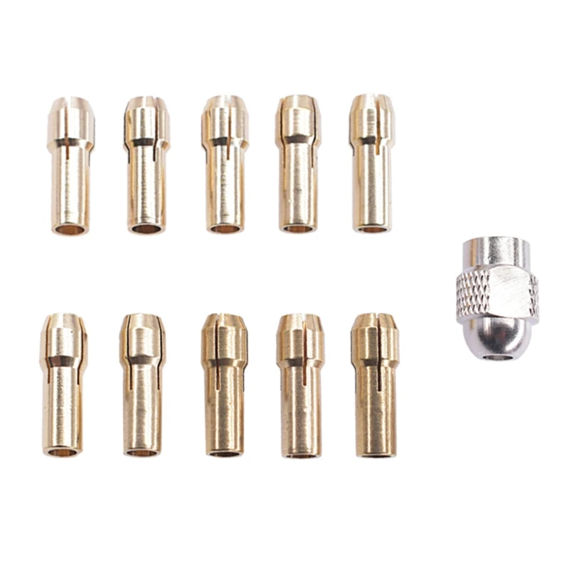 11 Pcs Collet Chucks Set Copper Collet Chuck forDremel Rotary Tool  Engraver G5AB