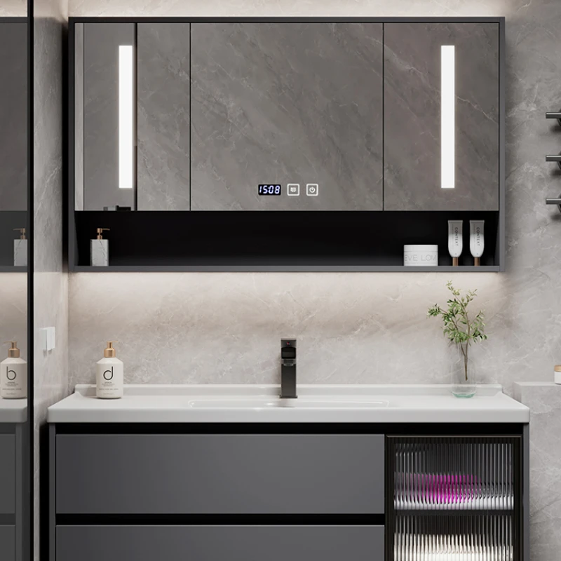 Closed Storage Toilet Cabinet Narrow Bathroom Medicine Column Vanity Salon Station Furniture Luxury Washbasin Mirror Casa Arredo