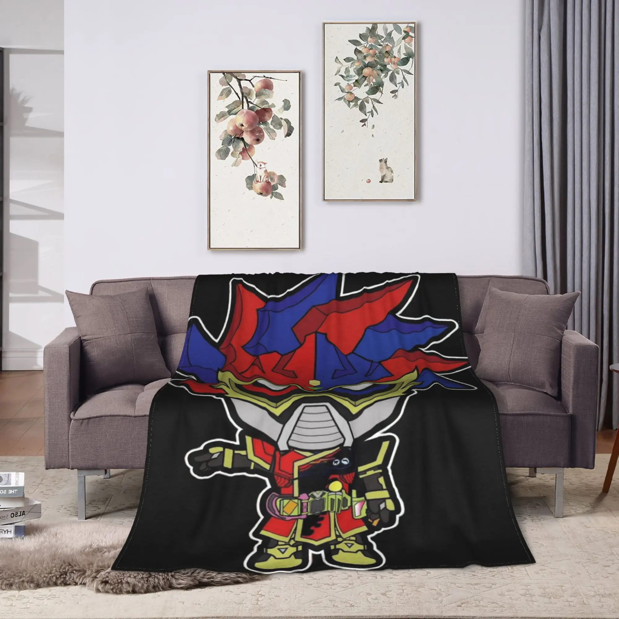 Soft Warm Blanket Picnic Kamen Rider Cartoon Throw Blanket  Flannel Bedspread For Outdoor Graphic Sofa Bed Cover