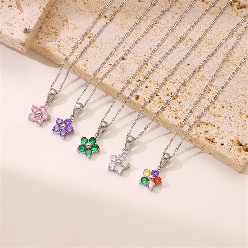 Premium Stainless Steel Luxury Of Design Necklace Gold Plated Stars Zircon Pendant Clavicle Chain For Girlfriend Birthday Gift