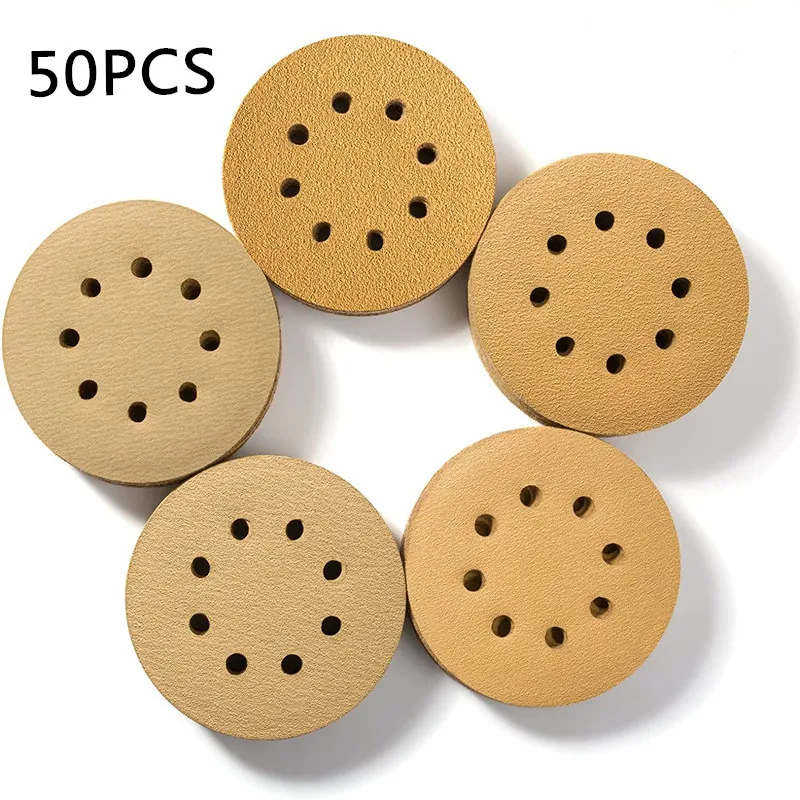 50PCS 5-Inch 8-Hole Hook and Loop Aluminum Oxide Sanding Discs Sanding Discs 60-400 Grit Orbit Sandpaper for Orbital Sander