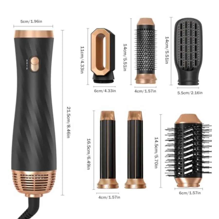 6 in 1 Hair Dryer Brush Set, Blow Dryer Brush Upgrade Detachable Air Styler Wrap Air Curler, Curly Twist Hot Curling Iron, Nega