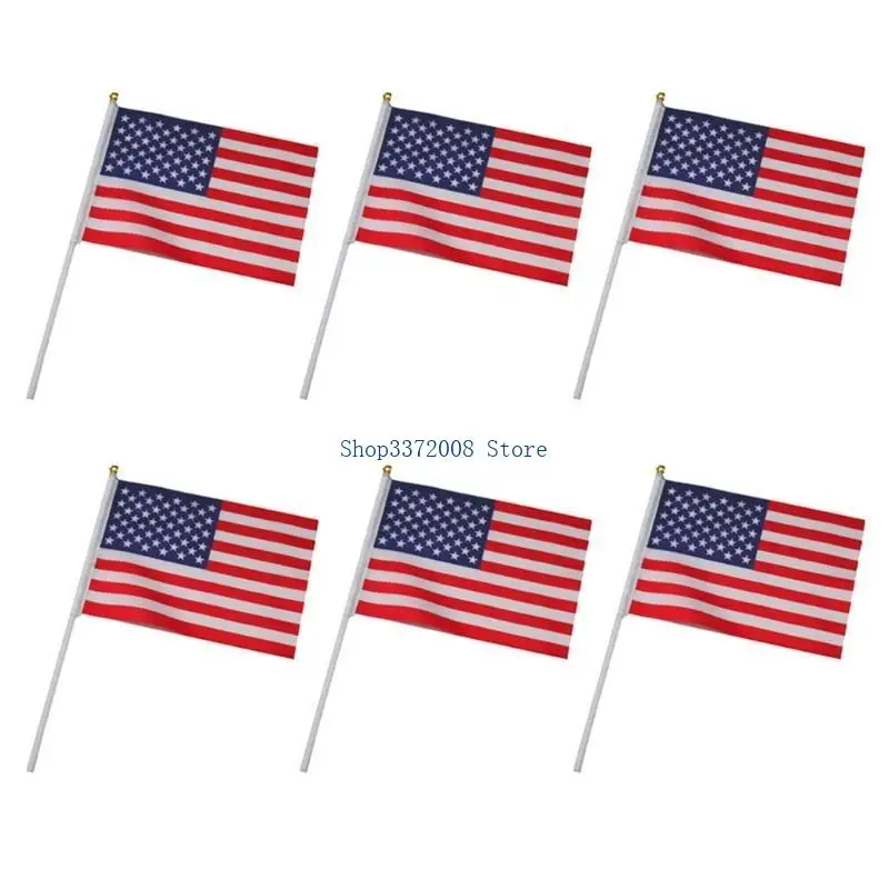Stands Out Handheld Flag Small American Flags for Show Your Enthusiasm 6pcs