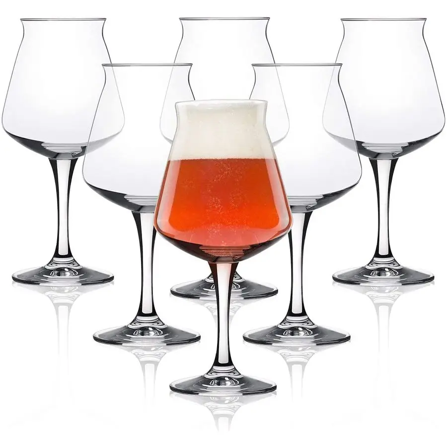 Vasos de cerveza Teku 3.0 Tulip Craft originales, no nucleados, vaso para degustación de cerveza, hechos en italiano, 14,2 onzas, juego de 6 unidades