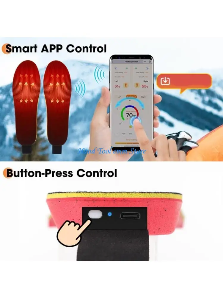 

H37F Electric Heated Insoles with Remote Control Feet Warmer 3 Heat Setting Winter