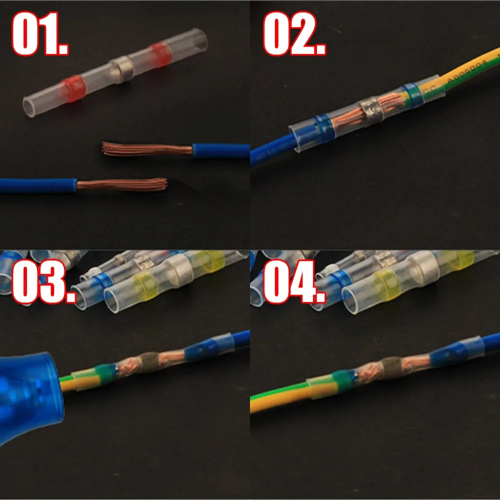 Connettori termorestringenti Terminali senza saldatura Kit di giunzioni per cavi elettrici isolati impermeabili per riparazioni automobilistiche audio per auto