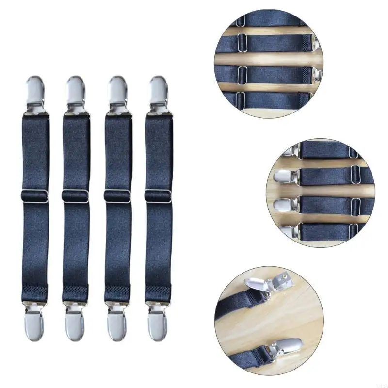 L43A 4pcs/set Adjustables Bed Sheet Fasteners Strap Elastics Mattress Cover Corner Holder Clip Grippers Suspenders Cord Decors