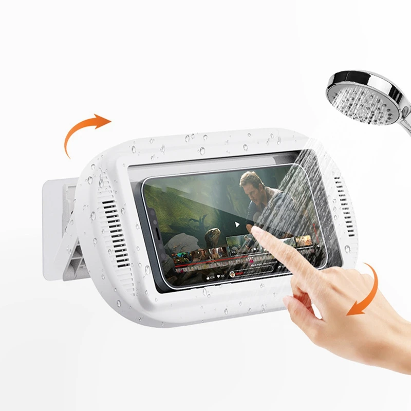 Shower Phone Holder With Speaker 360 Rotation, Wall Phone Mount For Shower Waterproof Anti Fog Shower Case For Phones