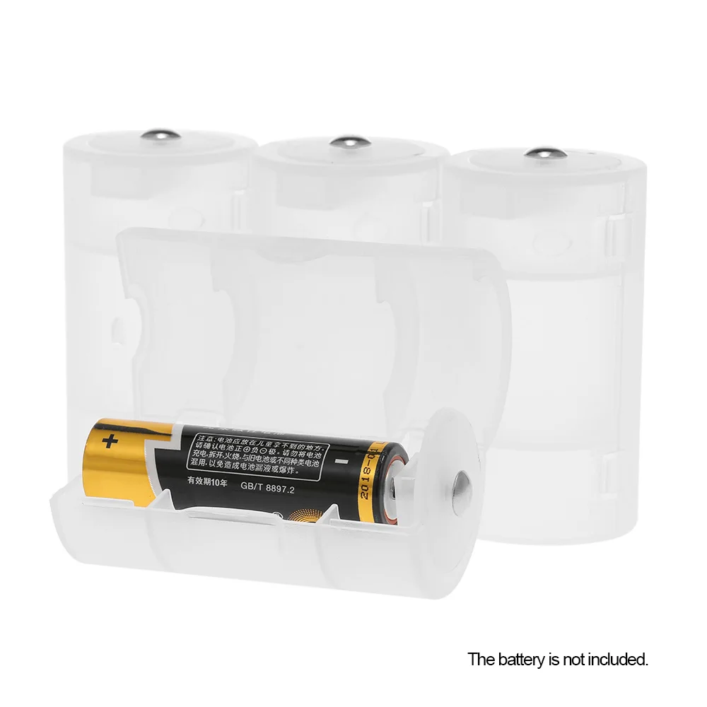 4 Pcs Battery Converter Adaptor AA to D Size Battery Protective Case Holder PP Material