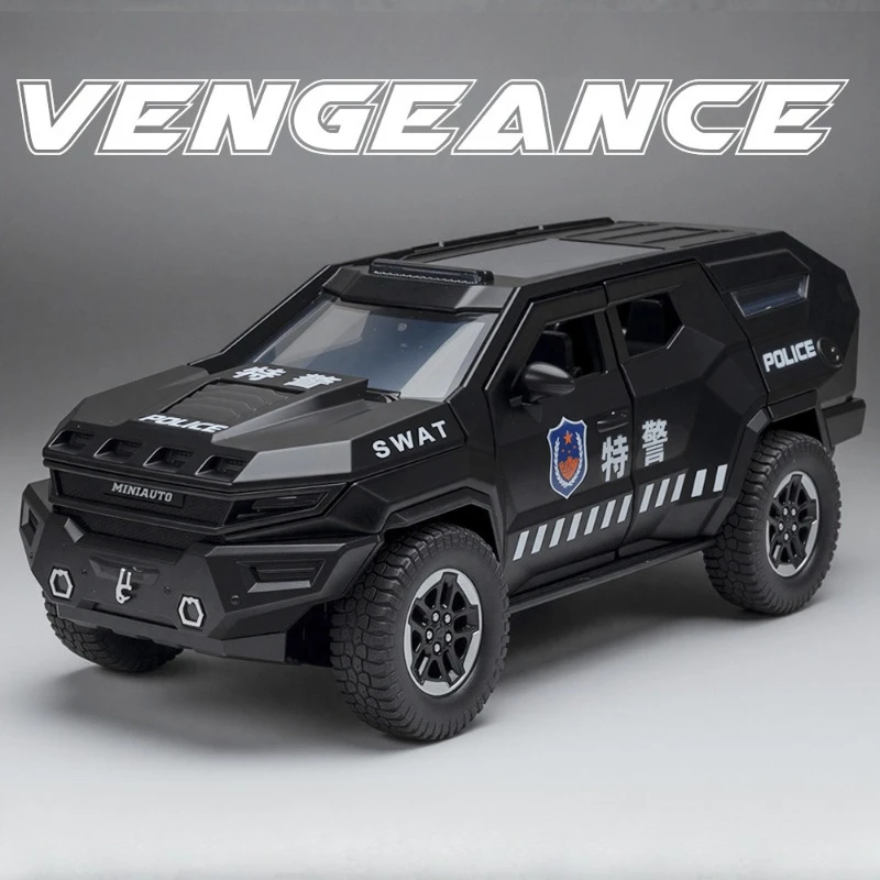 

Коллекционная модель полицейской машины REZVANI VENGEANCE из сплава, масштаб 1:24, миниатюрная, подарок для парня