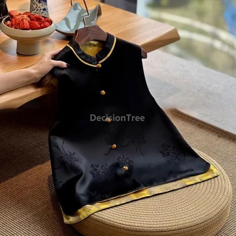 

2025 new chinese style retro elegant vest literature art song brocade singlet vintage temperament daily versatile women's vest