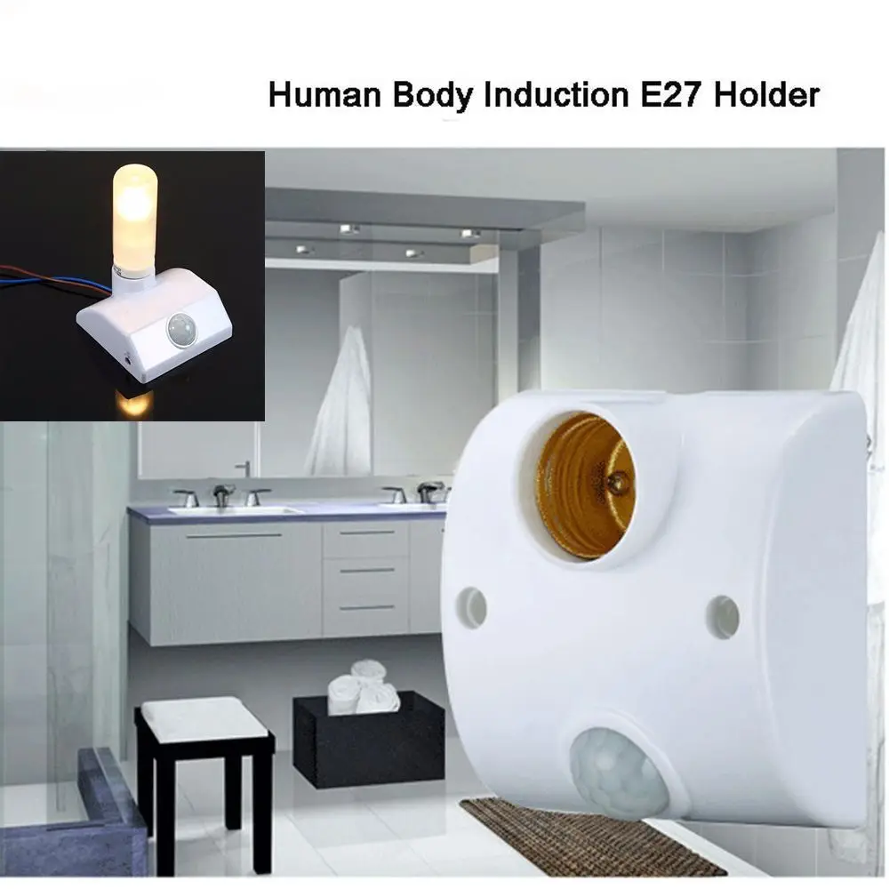 Automatic Human Body Infrared IR Sensor Lamp Holder LED Bulb Light E27 Base PIR Motion Detector Wall Lamp Holder Socket