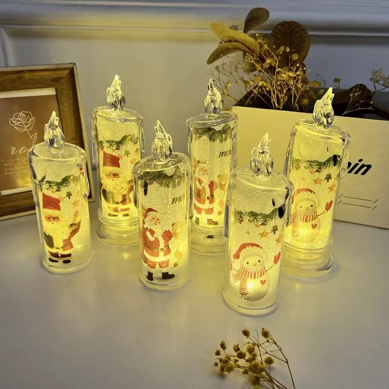 Simulation Flameless Candle LED 1 10PCS Transparent Built in Printed Electronic Candle Christmas Ambient Lighting Decor