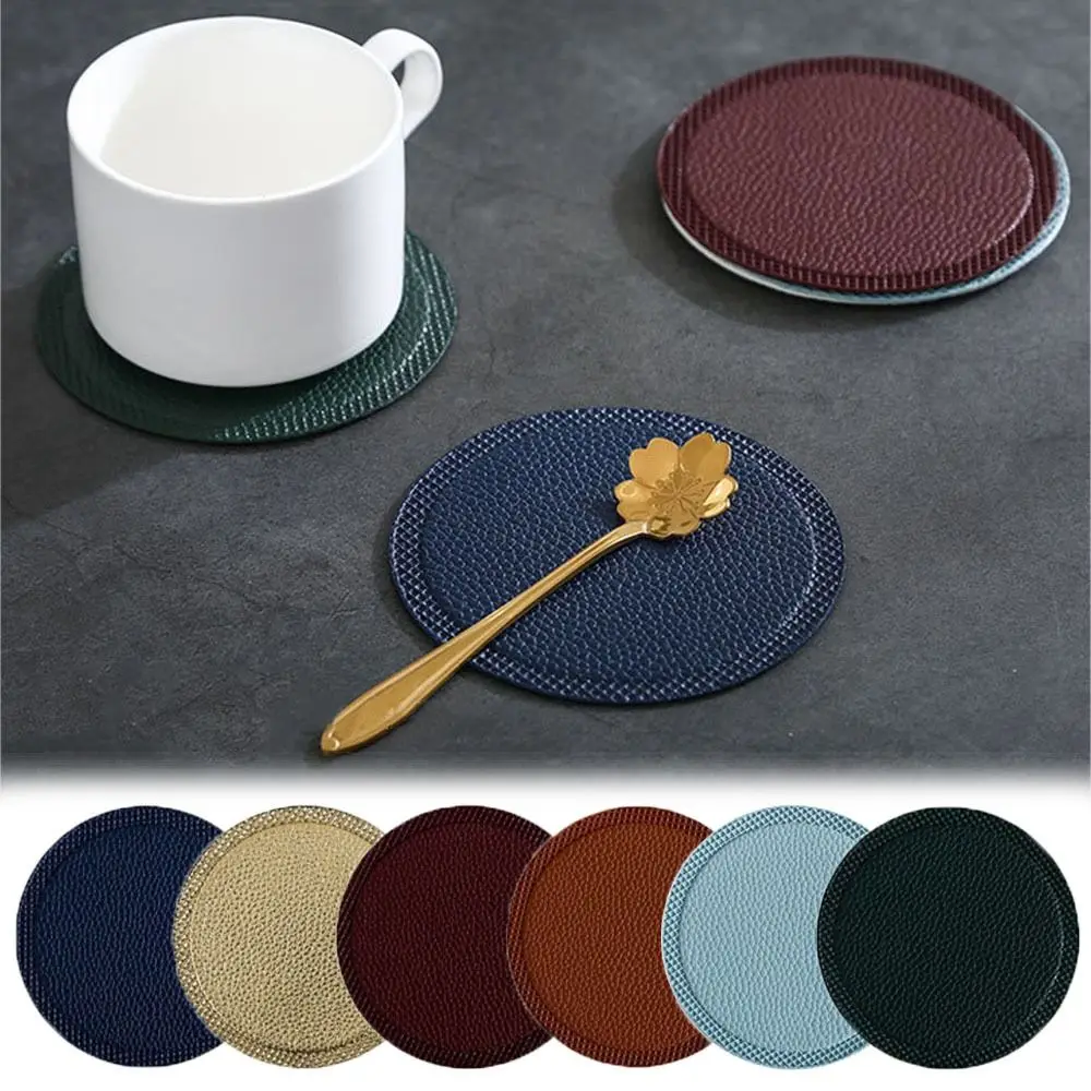 Round PU Heat Resistant Coaster Tableware Tea Placemats Dish Pad Cup Pad Bowl Mat