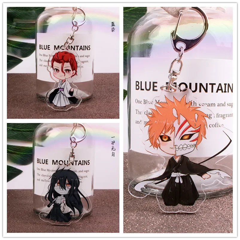 Anime Shinigami Kurosaki Ichigo Aizen Sousuke Kuchiki Rukia Keychain Accessories Cosplay Cute Cartoon Badge