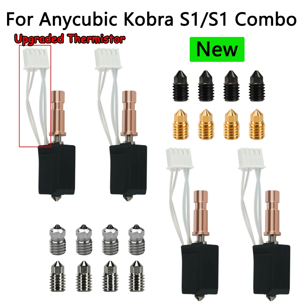 

Для Anycubic Kobra S1 Hotend керамика Новое обновление Hotend для Kobra S1 Combo Head S1C 24 В 48 Вт 200 К Быстрый нагрев 300 ℃