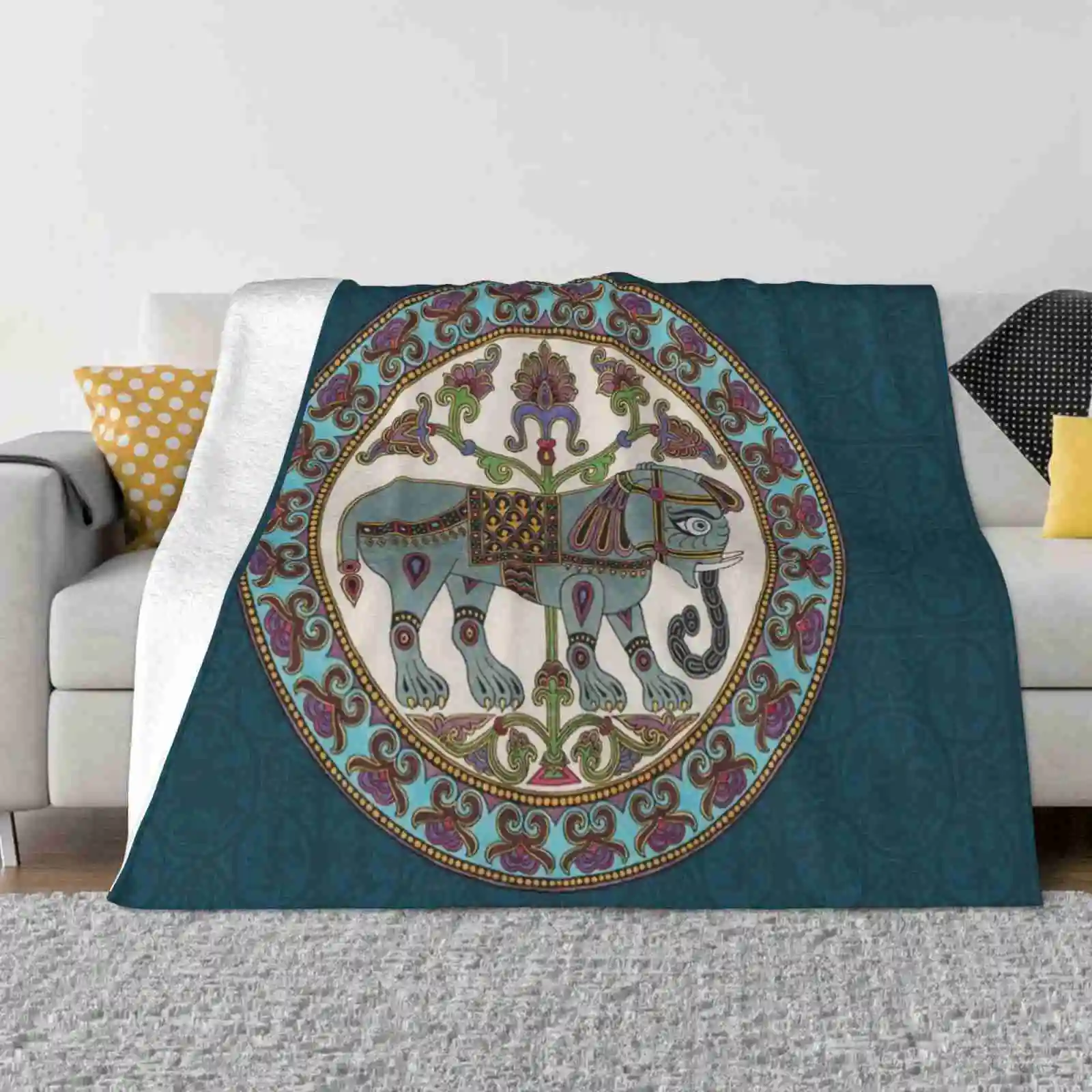 Byzantine Elephant Medieval Illumination Latest Super Soft Warm Light Thin Blanket Tania Medieval Elephant Illuminated