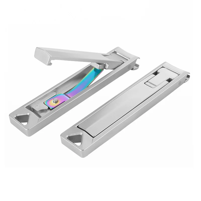 New Portable Folding Nail Clippers Creative Large Opening Push-Pull Ultra-thin Stainless Steel Powder Die-casting Nail Clippers