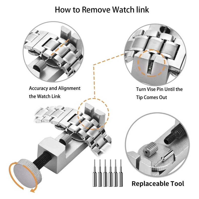 Watch Repair Kit, Watch Repair Tools Professional Spring Bar Tool Set, Watch Band Link Pin Tool Set-A14I